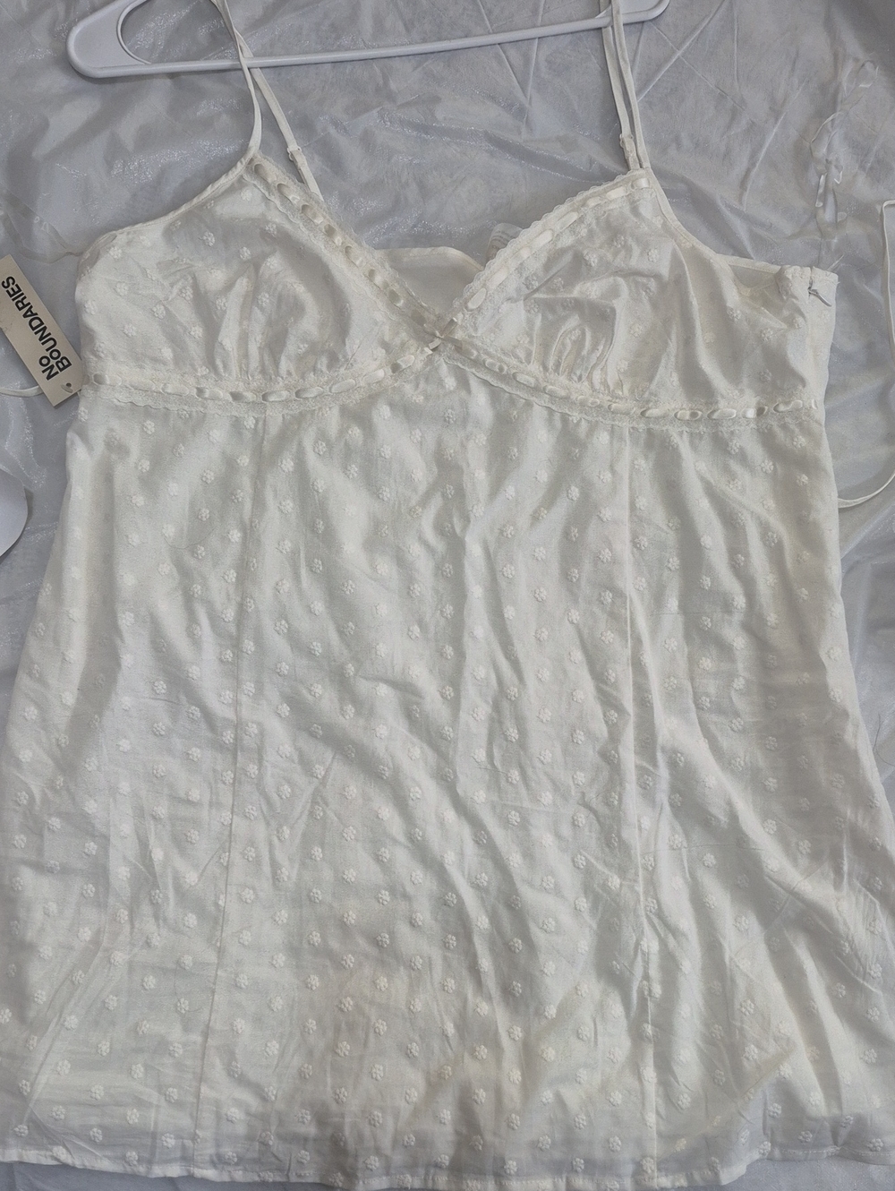WHITE EYELET SPAGETTI STRAP SUMMER DRESS